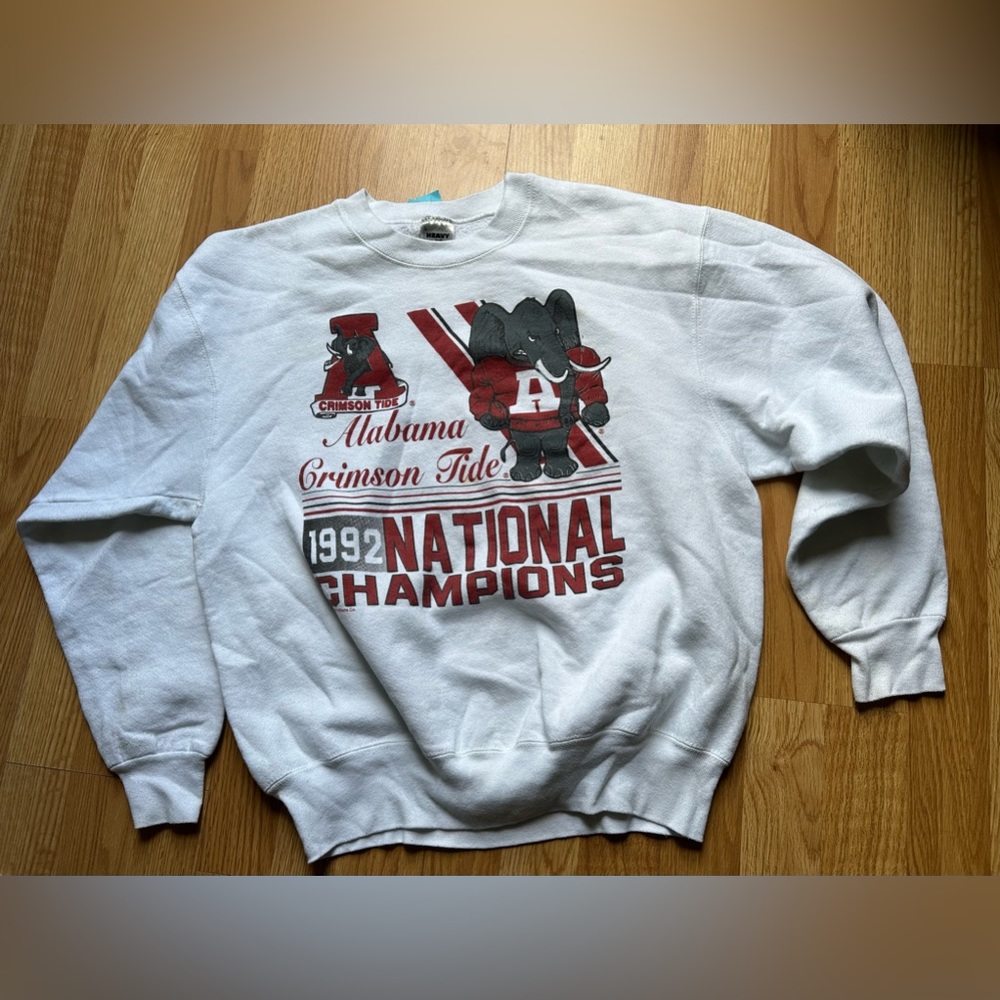 Vintage L White Alabama Crimson Tide 1992 National Champs Sweatshirt